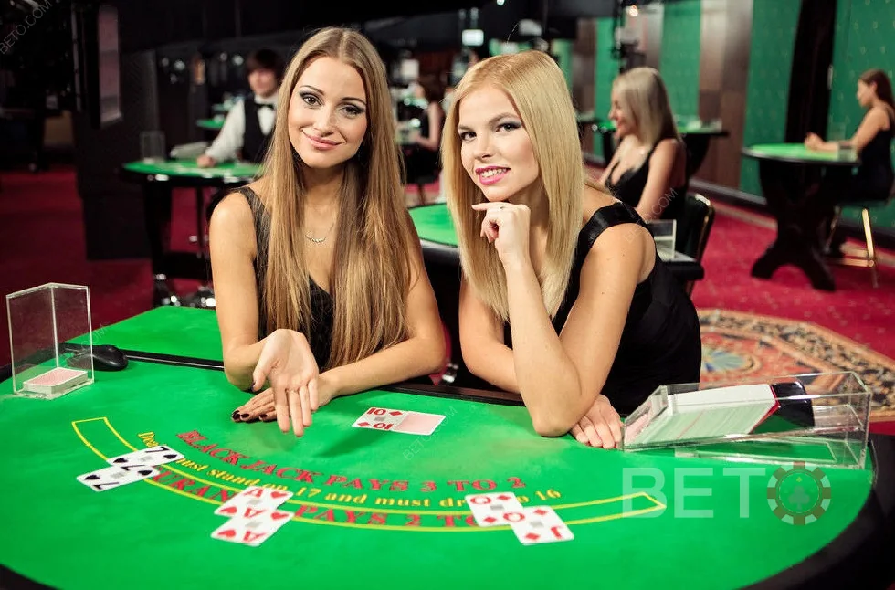 Ruang meja kasino live dengan dealer di DAY777