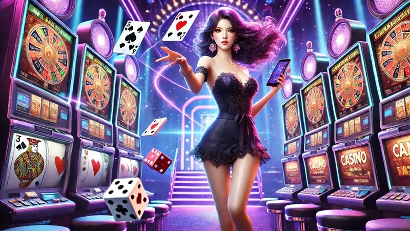 Visual permainan digital dengan nuansa reel dan hiburan interaktif